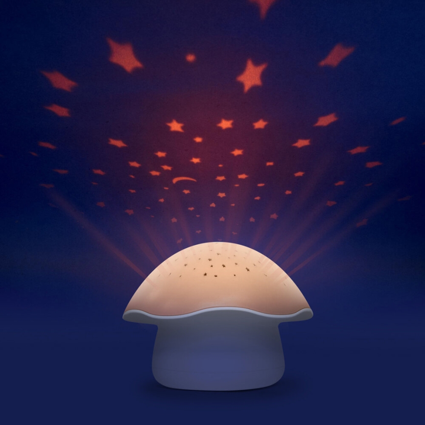 PABOBO - Projektorius Su melody STAR MUSHROOM 3xAA lašišos rožinė