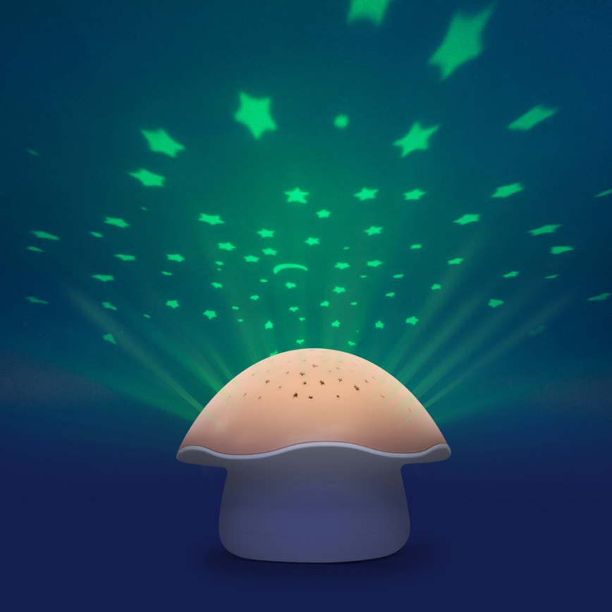 PABOBO - Projektorius Su melody STAR MUSHROOM 3xAA lašišos rožinė