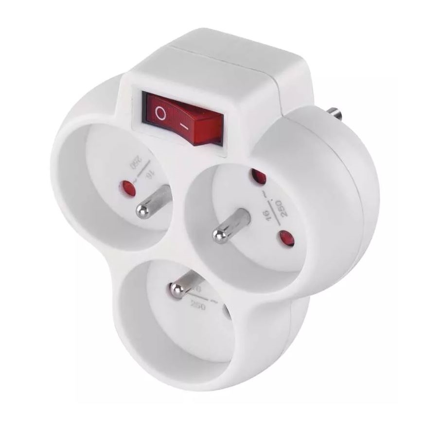 Padalintas lizdas su jungikliu 3x10A/230V