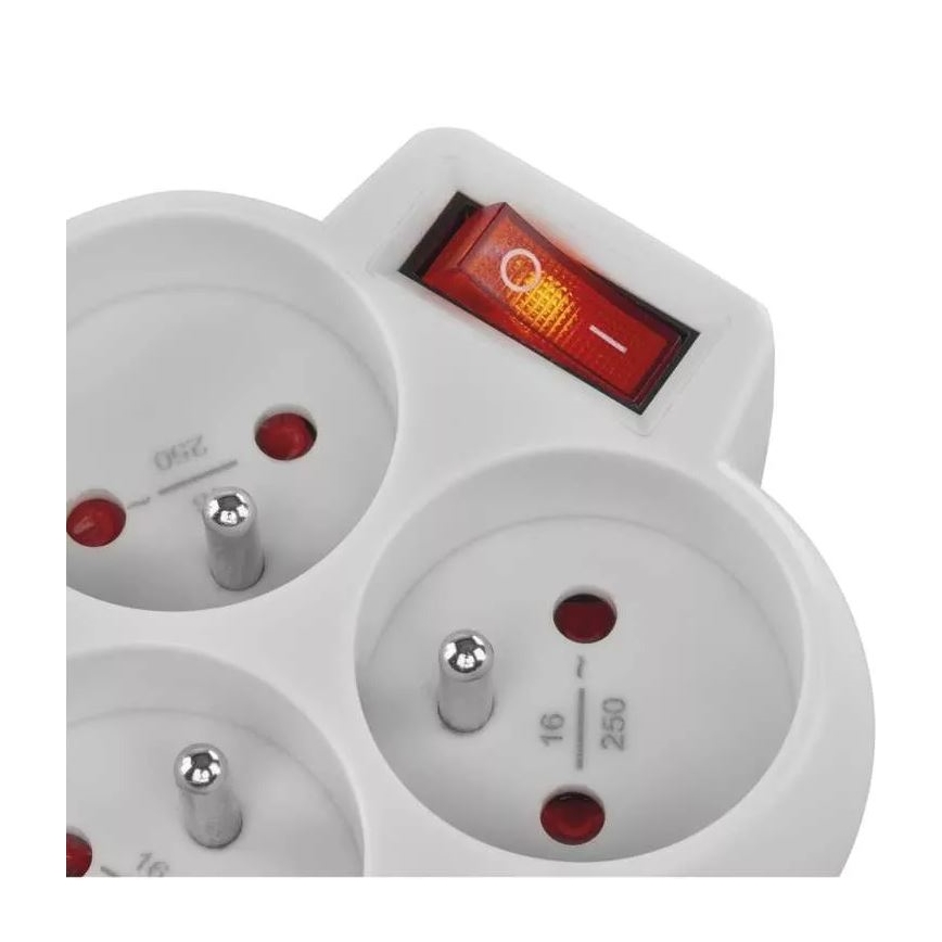 Padalintas lizdas su jungikliu 3x10A/230V