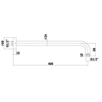 Paffoni - 40 cm apvali juodos spalvos dušo alkūnė