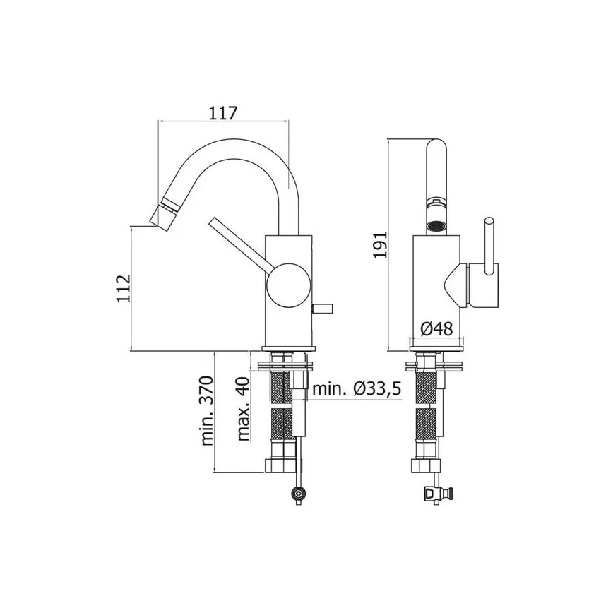 Paffoni - Bidė maišytuvas LIGHT juodas