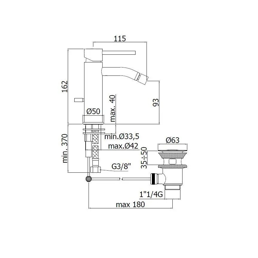 Paffoni - bidės maišytuvas LIGHT, blizgus chromas