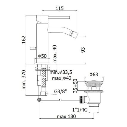 Paffoni - bidetinis maišytuvas + nutekėjimo komplektas LIGHT šlifuota aukso spalva