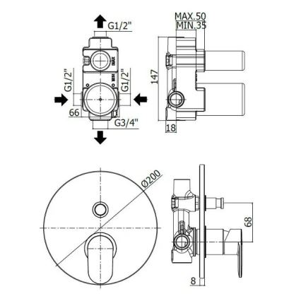Paffoni - CANDY vonios maišytuvas paslėptam montavimui, blizgus chromas