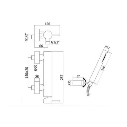 Paffoni - dušo komplektas su maišytuvu LIGHT matinė juoda