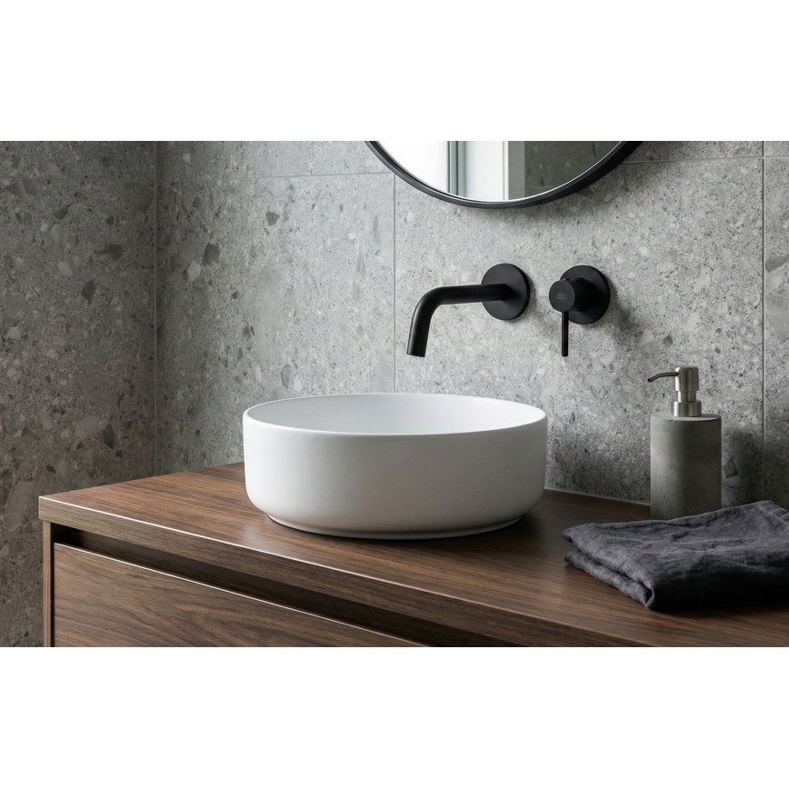 Paffoni - į sieną montuojamas praustuvo maišytuvas LIGHT, juodas