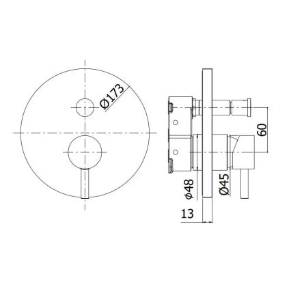 Paffoni - Įmontuojamas dušo maišytuvas LIGHT, blizgus chromas