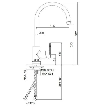 Paffoni - Kriauklės maišytuvas CANDY blizgus chromas