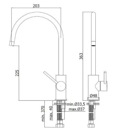 Paffoni - Kriauklės maišytuvas LIGHT 36,3 cm blizgus chromas