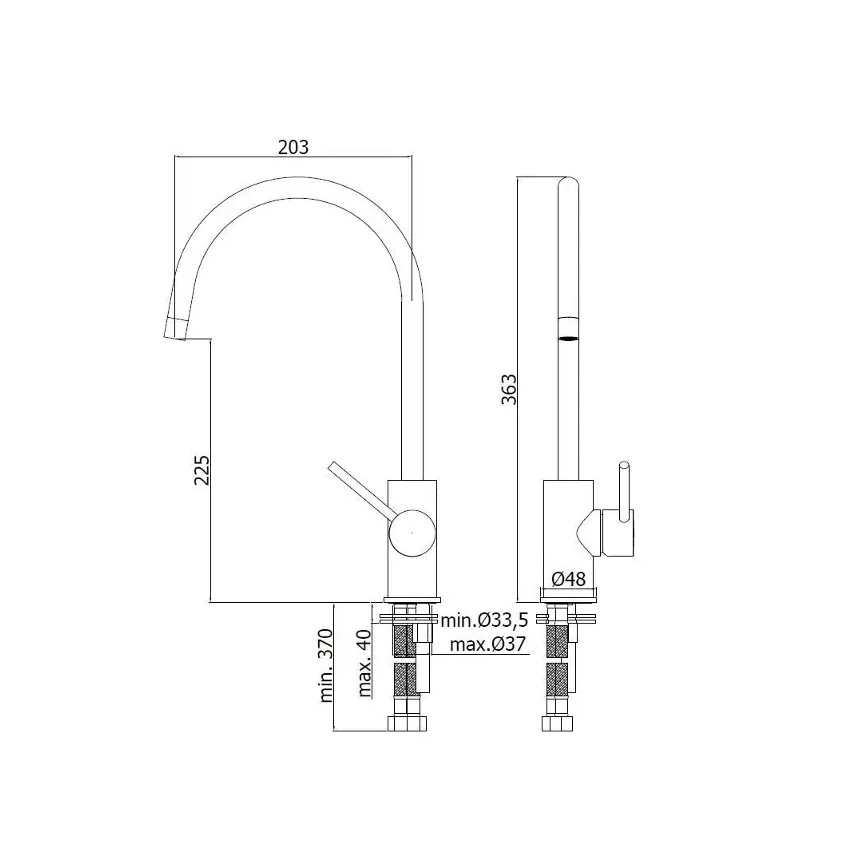 Paffoni - Kriauklės maišytuvas LIGHT 36,3 cm blizgus chromas