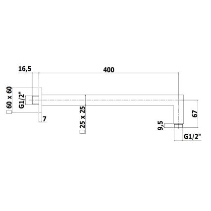 Paffoni - kvadratinis sieninis dušo vamzdis 40 cm juodas