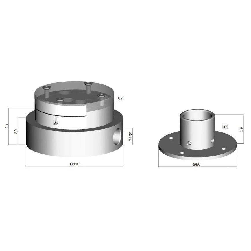 Paffoni - Montavimo korpusas grindiniam vonios maišytuvui LIGHT