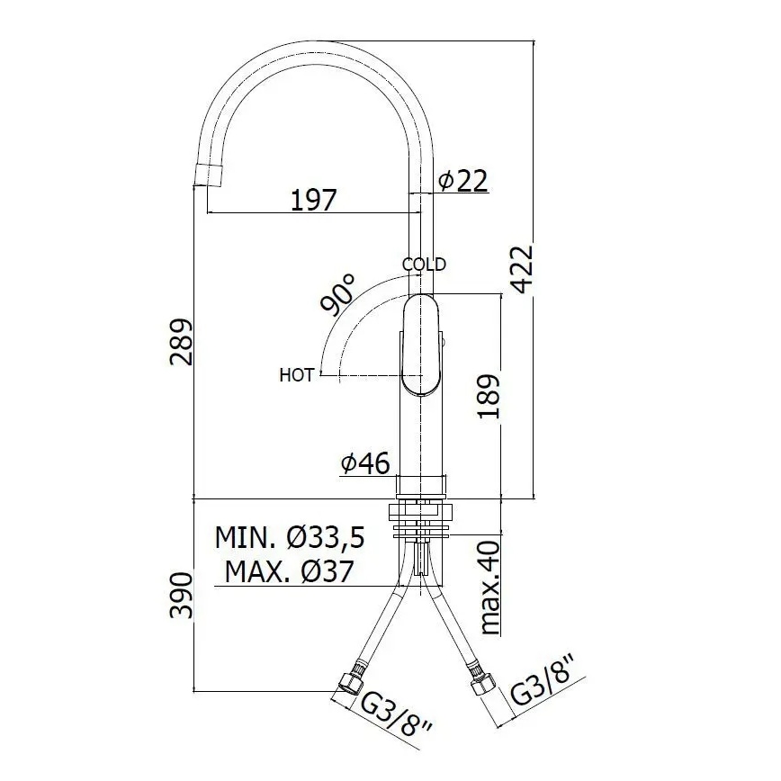 Paffoni - Plautuvės maišytuvas CANDY, blizgus chromas