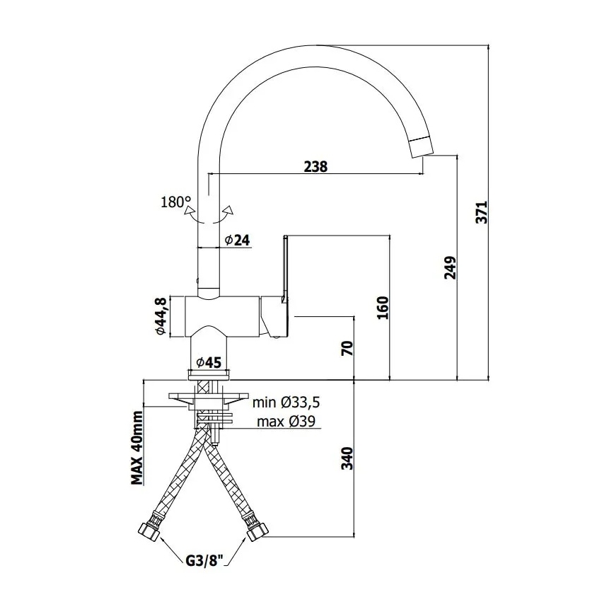 Paffoni - Plautuvės maišytuvas RINGO juodas