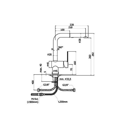 Paffoni - Plautuvės maišytuvas su ištraukiama dušo galvute RINGO 29,2 cm