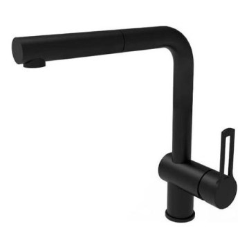 Paffoni - Plautuvės maišytuvas su ištraukiama galvute RINGO juodas