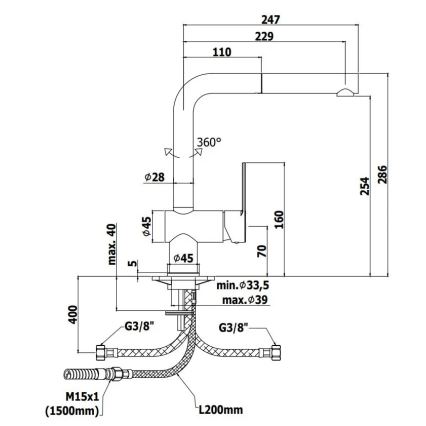 Paffoni - Plautuvės maišytuvas su ištraukiama galvute RINGO juodas