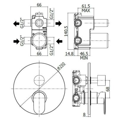 Paffoni - potinkinis dušo maišytuvas CANDY, blizgus chromas
