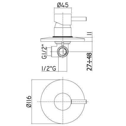 Paffoni - potinkinis dušo maišytuvas LIGHT, blizgus chromas