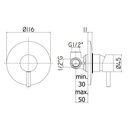 Paffoni - potinkinis dušo maišytuvas LIGHT, matinis chromas