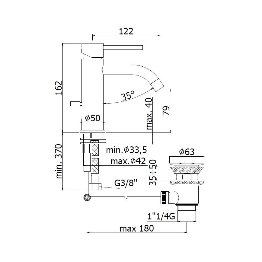 Paffoni - Praustuvo maišytuvas + išleidimo vožtuvas LIGHT auksinis
