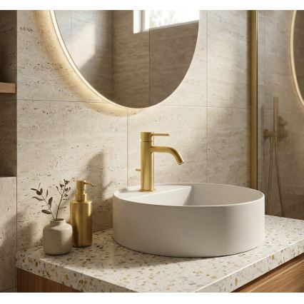 Paffoni - Praustuvo maišytuvas + išleidimo vožtuvas LIGHT auksinis