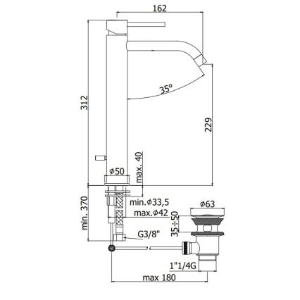 Paffoni - Praustuvo maišytuvas + išleidimo vožtuvas LIGHT šepetėliuoto aukso