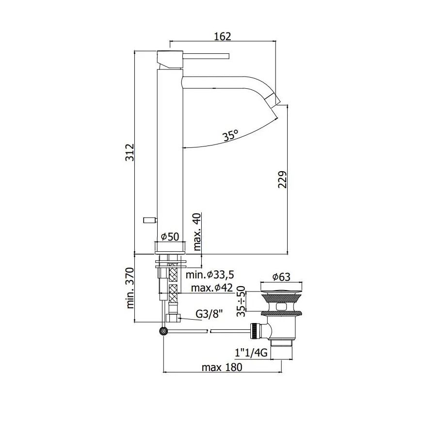Paffoni - Praustuvo maišytuvas + išleidimo vožtuvas LIGHT šepetėliuoto aukso
