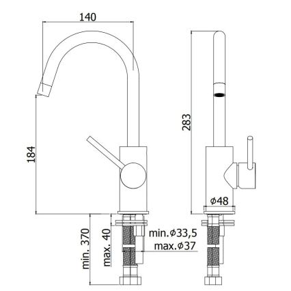 Paffoni - praustuvo maišytuvas LIGHT juodas