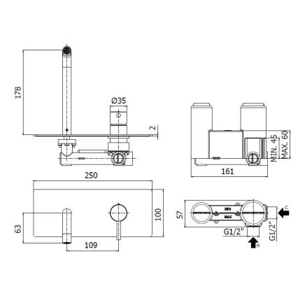Paffoni - Praustuvo maišytuvas LIGHT, skirtas potinkiniam montavimui, blizgus chromas