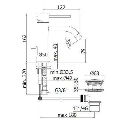 Paffoni - praustuvo maišytuvas + nutekėjimo vožtuvas LIGHT blizgus chromas