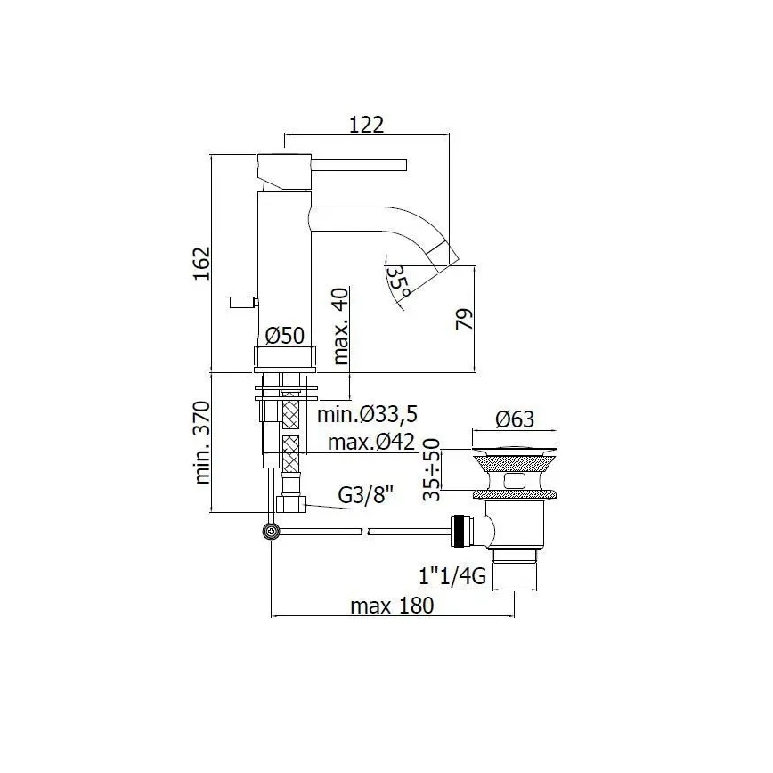Paffoni - praustuvo maišytuvas + nutekėjimo vožtuvas LIGHT blizgus chromas