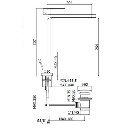 Paffoni - Praustuvo maišytuvas su dugno vožtuvu TANGO, blizgus chromas