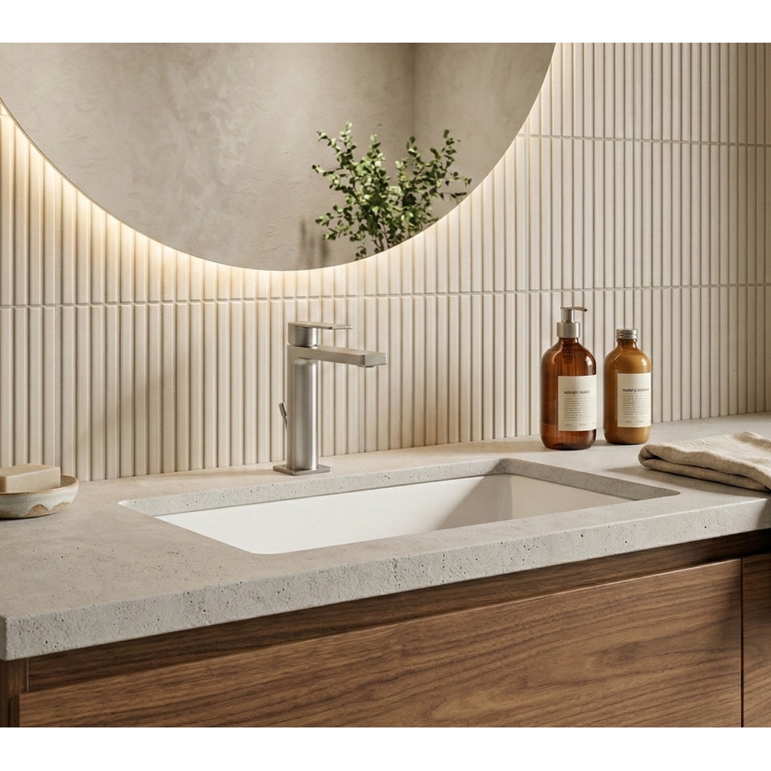 Paffoni - praustuvo maišytuvas su išleidimo ventiliu TANGO iš nerūdijančio plieno