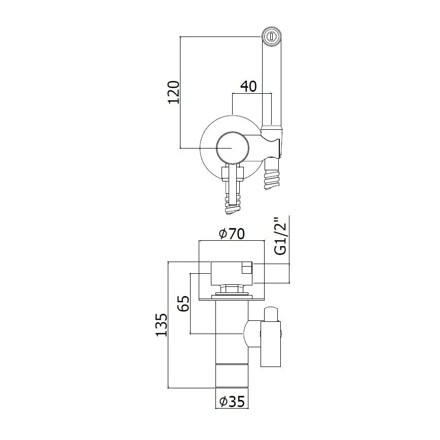 Paffoni - sieninis komplektas su rankiniu bidetiniu purkštuvu skirtas potinkinei instaliacijai, KIT, blizgus chromas