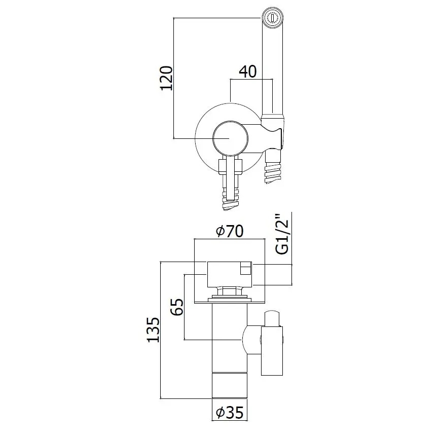 Paffoni - sieninis rinkinys su rankine bidetine dušele skirtas potinkinei montavimui RINGO WEST balta