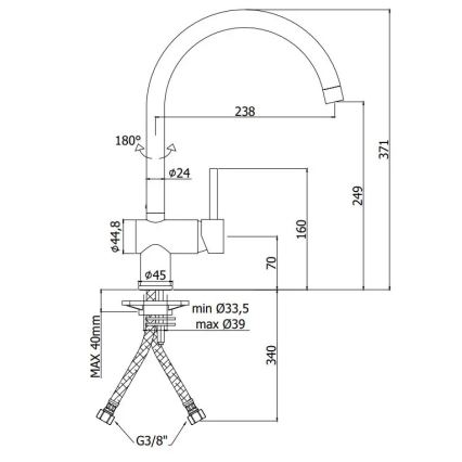 Paffoni - virtuvinis maišytuvas LIGHT, juodas