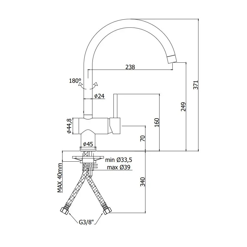 Paffoni - virtuvinis maišytuvas LIGHT, juodas