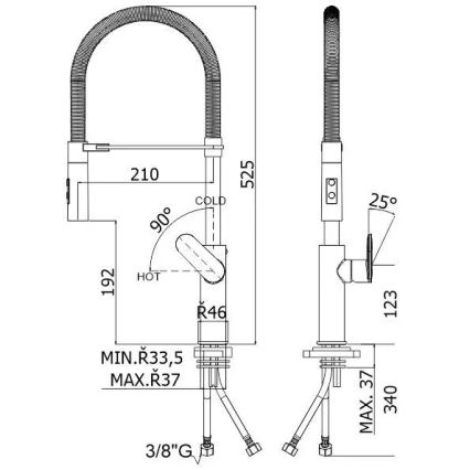 Paffoni - virtuvinis maišytuvas su ištraukiamu purkštuvu CANDY 52,5 cm juodas