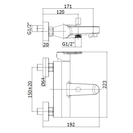 Paffoni - Vonios komplektas su CANDY maišytuvu, blizgus chromas