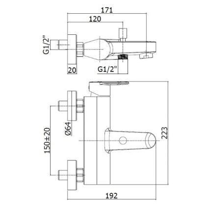 Paffoni - Vonios maišytuvas CANDY blizgus chromas