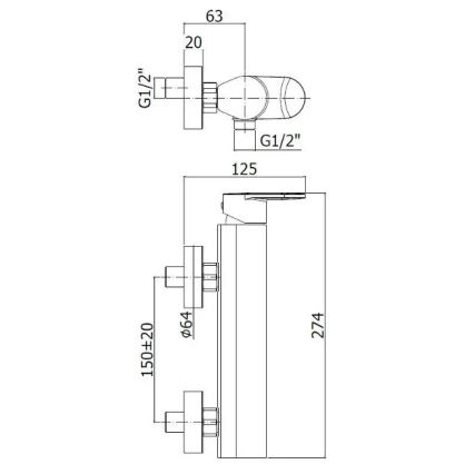 Paffoni - Vonios maišytuvas CANDY blizgus chromas