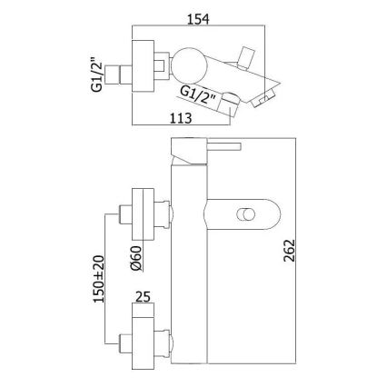 Paffoni - vonios maišytuvas LIGHT blizgus chromas