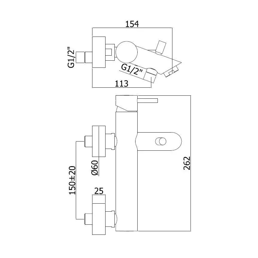 Paffoni - vonios maišytuvas LIGHT blizgus chromas