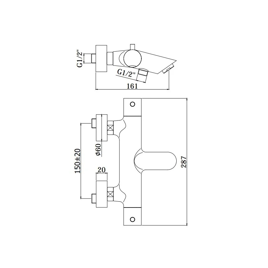 Paffoni - vonios rinkinys LIGHT, blizgus chromas