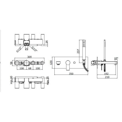 Paffoni - vonios rinkinys su potinkiniu maišytuvu TANGO blizgus chromas