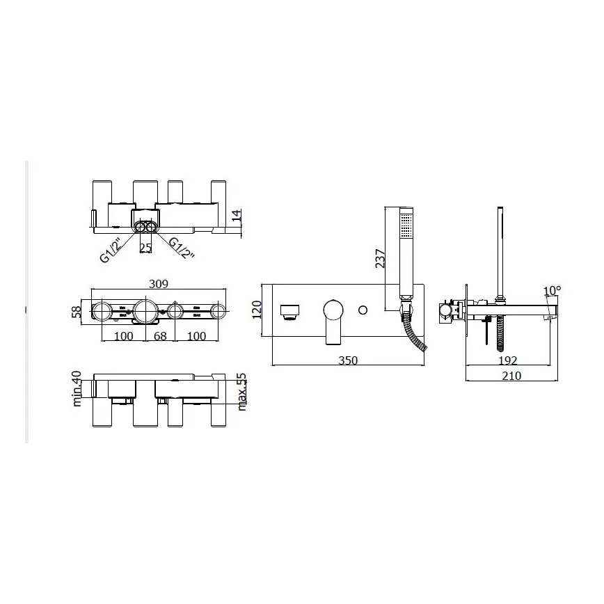 Paffoni - vonios rinkinys su potinkiniu maišytuvu TANGO blizgus chromas