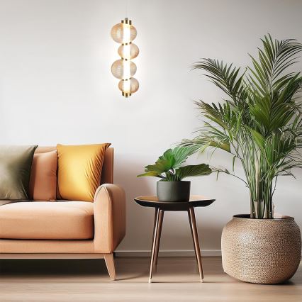 Pakabinama LED liustra ant laido BOLLA LED/17W/230V Ø 16 cm auksinė / dūminė smėlinė