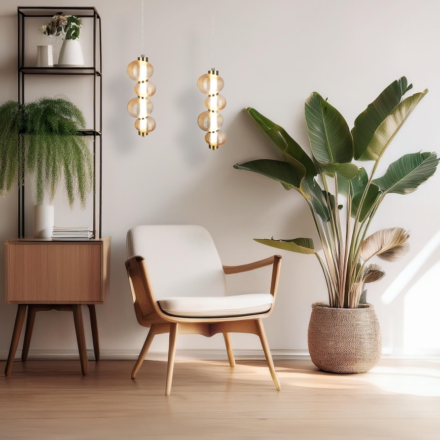 Pakabinama LED liustra ant laido BOLLA LED/17W/230V Ø 16 cm auksinė / dūminė smėlinė